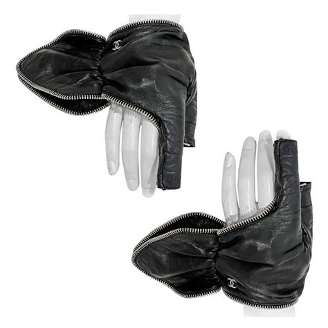 chanel fingerless leather gloves|leather chanel gloves women.